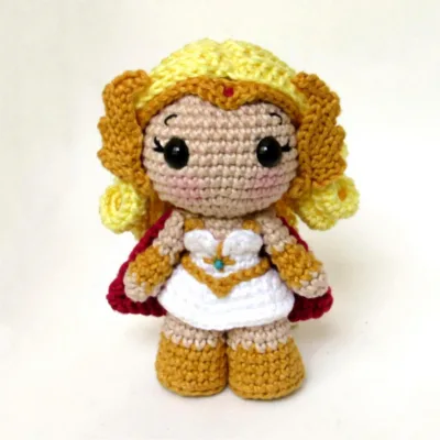 Custom 15cm Crochet Plush Amigurumi Doll Cotton Yarn Crochet She Ra Amigurumi Doll OEM Handmade Amigurumi Doll