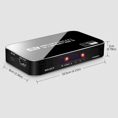 4K HDR 4 Ports 4K 60Hz 4X1 HDMI Switch 2.0 Switcher Selector with IR Wireless Remote Supports HDCP 2.2 Ultra HD Vision