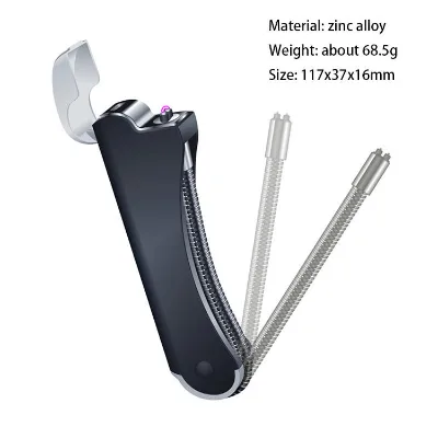 USB Rechargeable Flexible Neck Arc Lighter 360° Windproof Plasma Kitchen Igniter Zinc Alloy Flameless OEM Custom Logo