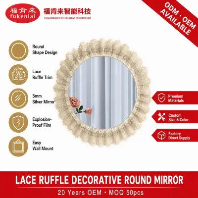 Custom Quality Washroom Wash Basin Smart Mirror Wall Vintage Style Round LED Bathroom Wall Mirror for Hotel