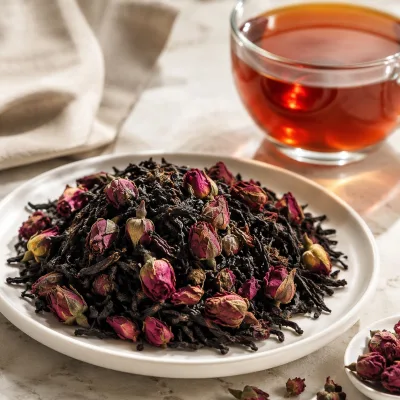 High Quality Blended Rose Black Tea with Double-Petal Rose & Red Plum Ingredients 500g Gift Tin