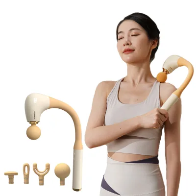 Portable Brushless U-Shaped Deep Tissue Massage Gun with Extended Handle and 4 Massage Heads