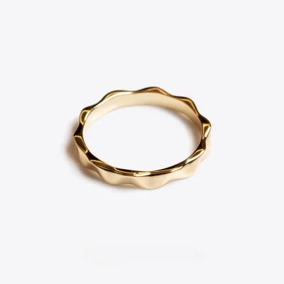 OEM Custom Jewelry 18k Gold Plated S925 Silver Jewelry Bamboo Ring Wave Geometric Stacking Rings Gift for Women