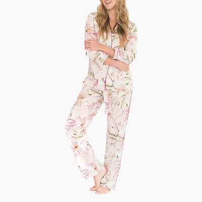 High Quality Christmas Pijama Femme Long Sleeve Soft Funny Cheap Satin Night Wear Printed Pajamas