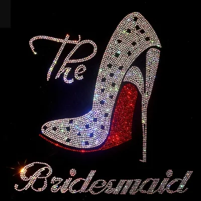 Custom Bling Bride maid High Heel shoe Hotfix Rhinestone Transfer Heat transfers Designs Decals Stickers Appliques