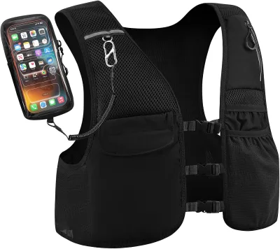 Running Vest with Phone Pouch for Women Men,Unisex Hydration Vest Lightweight Water Vest for Hiking Marathon Cycling Pack