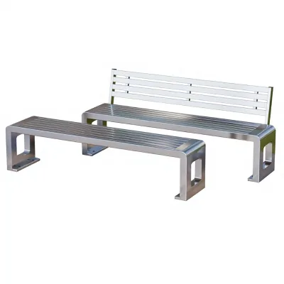 Stainless Steel Park Bench With Backrest Modern Minimalist Outdoor Bench for Courtyard Basketball Court Public Rest Area
