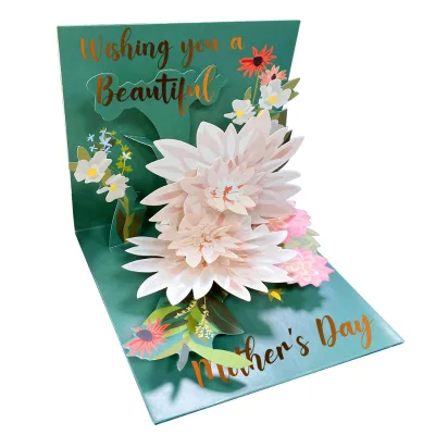 3D Popup Lily Flower Christmas Greeting Cards with Offset Printing Customizable Size & Logo