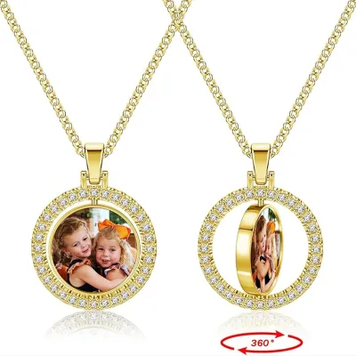 Double Sided Custom Photo Pendant Necklace Personalized Custom Memory Necklaces Photo Necklace Custom Picture for Women Men
