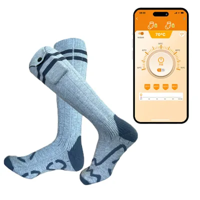 Sole Heating Winter Outdoor Thermal Thick Warm USB Battery App-Controlled Electric Rechargeable Heated Socks for Car/Garage
