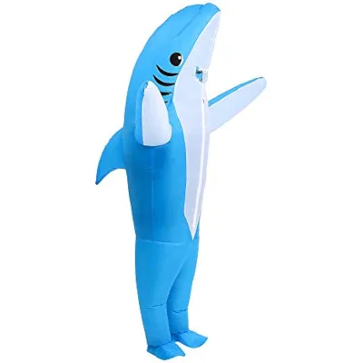 Adult Cosplay Blue Shark Inflable Costume Full Body Disfraz Custom Animal Design Halloween Carnival Shark Mascot Costume