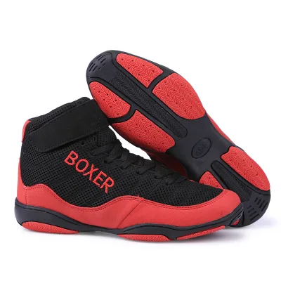 Manufacturer Wholesale High-end Leather Anti Slip Wear-Resistant All Season Boxing Shoes for Men