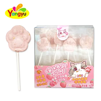 Hot Selling Kids' Cartoon Cat Paw-Shaped Tablets Cute Candy with Milk Lollipop Flavors