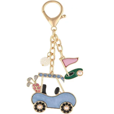 2026 New Arrival Trendy Colorful Drip-Style Accessories Cute Sparkling Zirconia Geometric Golf-Themed Keychain to My Daughter