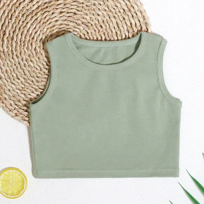 Best Seller New Model Custom Logo Baby Essentials Summer Thin Elastic Crop Tank Top for Girls