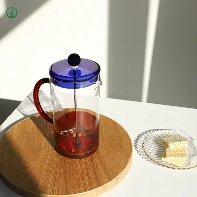 Factory Wholesale Custom Red Borosilicate Glass French Press Coffee Maker Customizable Color French Press Pot