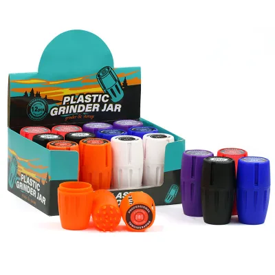 Factory Directly Sale Plastic Combination Smoking Accessories Herb Grinder with Storage Jar for Party