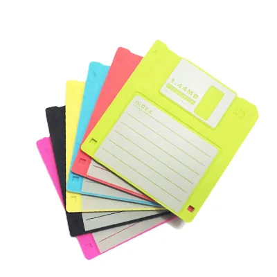 Non-Slip Heat Resistant Eco-friendly Soft Silicone Coaster Floppy Disk Silicone Cup Coaster