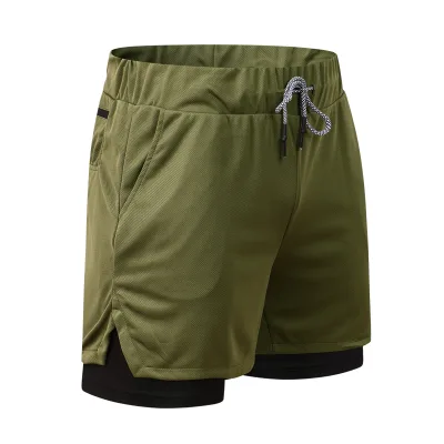 2 in 1 Quick Dry Compression Mesh Liner Running Athletic Gym Sport Men's Workout Shorts
