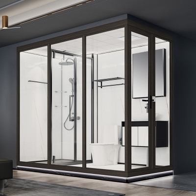 Complete Bathroom with Rectangle Shower Cabin and Tray