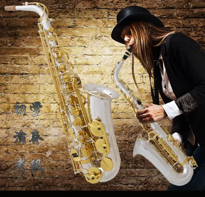 Hot Sale Wind Instrument Silver Appearance Gold Keys Alto Saxophone E-flat