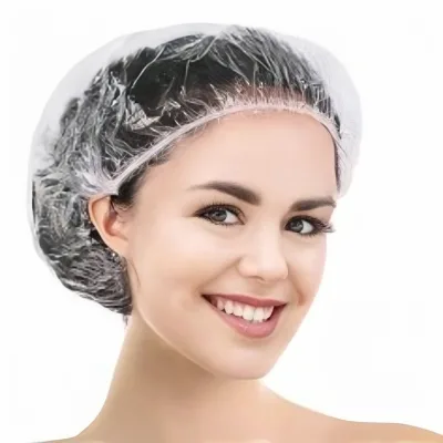 2024 Custom logo Hotels Top Hot Sell Lightweight Disposable Jumbo Transparent Waterproof Shower Cap for Bathroom Use
