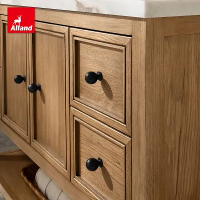 Alland High-end American Farmhouse Inner Beaded Line Shaker Style Solid Wood Painting Finish Vanity for House Bathroom