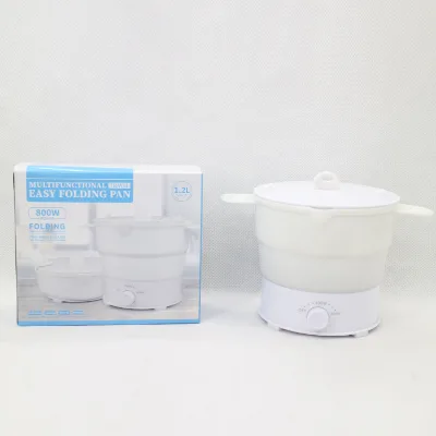 Popular Design 1.2L Laege Capacity Silicone Travel Noodle Hot Pot Folding Small Electric Cooking Pot Electric Pots for Students