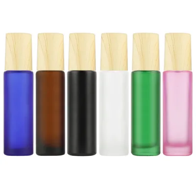 Lady's Frost Roll on Glass Perfume Bottle with Roller and Bamboo Cap