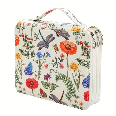 124 Hole Multi-color Large Capacity Color Pen Pencil Zipper Three-layer Pen Bag Brush Storage Bag