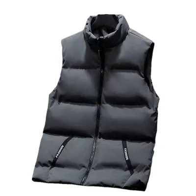 Waistcoat Male Winter Down Cottonbrand Warm Sleeveless Vest Coat Male Solid Color Cargo Casual Waistcoat