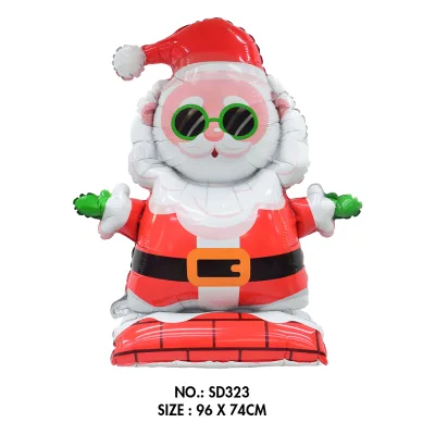 New Design Premium Metallic Iridescent Cartoon Shape Christmas Party Foil Balloons