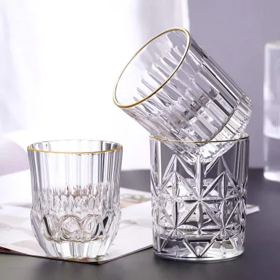 Creative Carved Phnom Penh Europe-Style Transparent Ginza Whisky Glass for Brandy and Whiskey Snifter Party Use