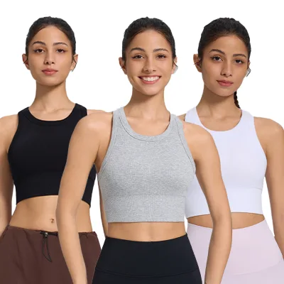 Women's High-Strength Eco-Friendly Sports Bra One-Piece Chest Pad Short Fitness Yoga Vest Shockproof Breathable