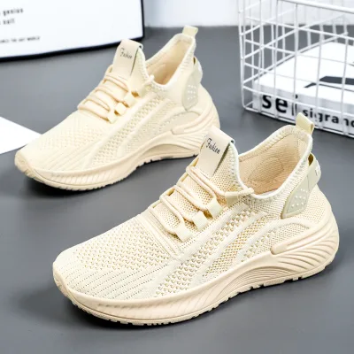 Shoes Women's All-Match Casual Flying Woven Breathable Mesh Gift Solid Color Pumps Sports Running