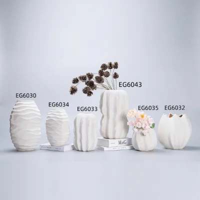 Modern Luxury Monochrome Pumpkin Vase Ornament White Lightweight Ceramic Tabletop Starfruit Decoration