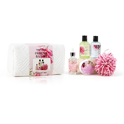 OEM Moisturizing Whitening Salicylic Acid Body Wash Spa Gift Set Bubble Bath Body Massage Oil EVA Sponge Spa Gift Set