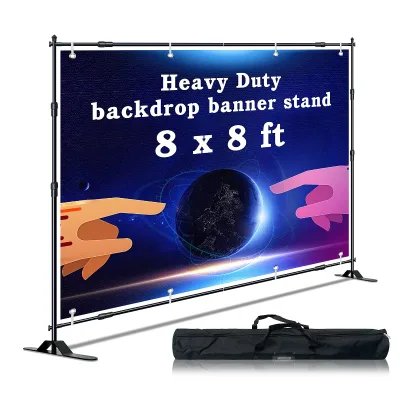 Custom Advertising Telescopic Banner With Logo Step and Repeat Retractable Back Drop Carry Bag Pop up Backdrop Display Stand