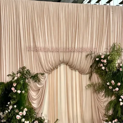 Elegant for Cream Wedding Backdrop Drape Polyester Tulle Fabric for Birthday Baby Shower Stage Decoration