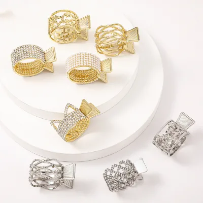 New Arrival Korean Vintage Women Pearl Rhinestone Hair Claw Alloy Hair Claw for Girls Ponytail Claw