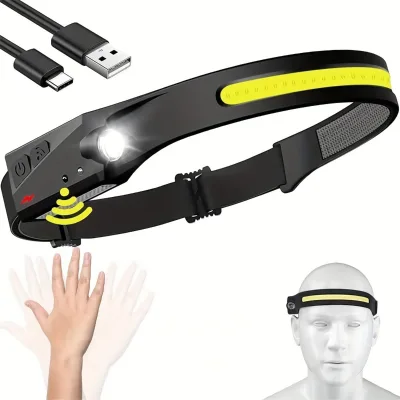 Head Lamp LED with Motion Sensor for Adults Camping Accessories Gear Head Light Flashlight