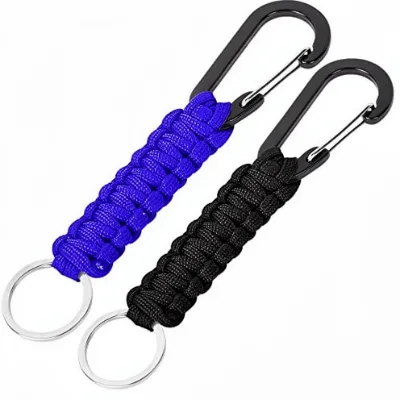 2 Pack Nylon Keychain Carabiner (Black+Blue)