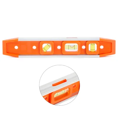 Orange ABS Shell Drop Proof Aluminum Alloy Three Bubbles Magnetic Small torpedo Spirit Level