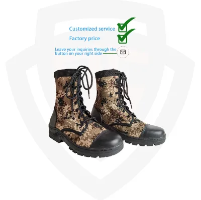 Doublesafe Custom Wholesale Ghana High Quality Winter Jungle Brown Camouflage Leather Tactical Combat Boot with Heel for men