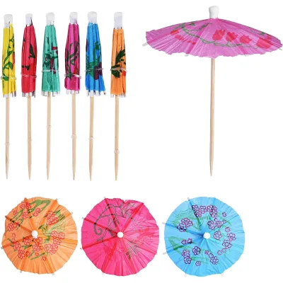 On Sale Disposable Wooden Umbrella Sticks Picks for Drink Food Decorative