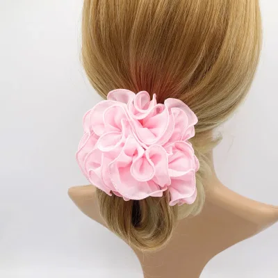 Europe and the United States Chiffon Ruffle Floral Scrunchies for Ladies Delicate Hair Accessories Scrunies