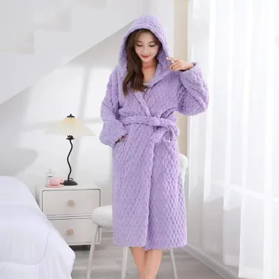 Women's New Adult Winter Bathrobe Microfiber Quick-drying Water-absorbent Thick Bathrobe Wrap for Home Use