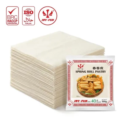 Quick Frozen Spring Roll Skin 215x215mm Wheat Flour Water Salt Restaurant Catering Wholesale OEM Custom Packaging