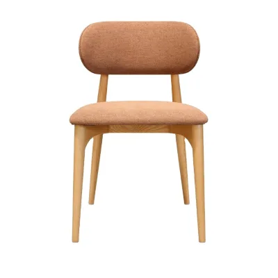 Hotel Furniture Nordic Solid Wood Dining Chair with Oval Boucle Upholstered Back and Seat for Hotel Restaurant Cafe