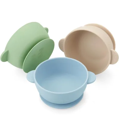 BPA-Free Silicone Baby Suction Bowls Stay Put Silicone Food Bowl for Babies 3 Pack Baby Bowls with Suction